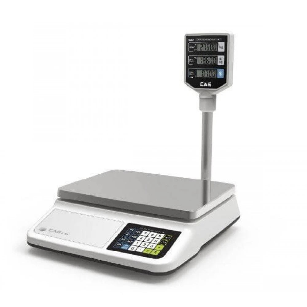 Cantar comercial CAS PRII 15CP 6/15 Kg RS232 cu display client, conectat la casa de marcat, verificat metrologic