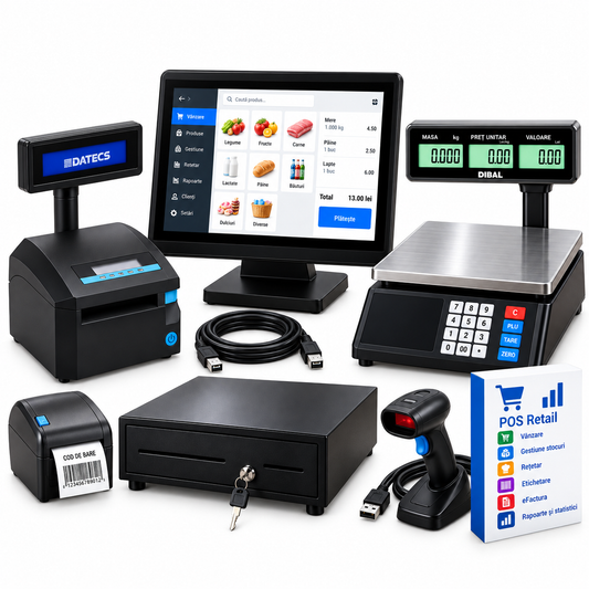 Pachet Profesional Magazin – FP700 + POS + Software Complet + Cantar + Imprimantă Etichete