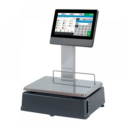 Cantar cu etichetare Dina QS2155WD, 15Kg, cu bara, ecran tactil 10 inch, verificat metrologic