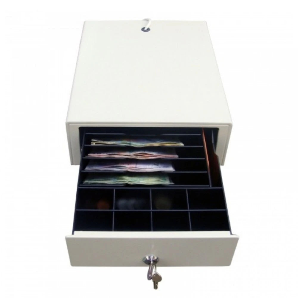 Sertar de bani HS240B, 4B/8M, 6V (RJ11), alb