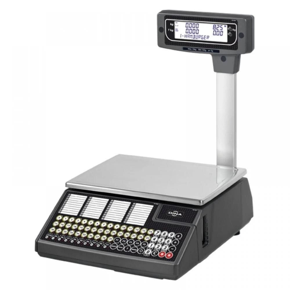 Cantar cu etichetare DINA 500-W025T ALPHA 15P, 15Kg, cu display client, verificat metrologic