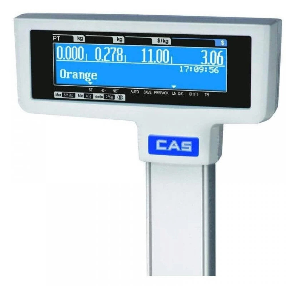 Cantar cu etichetare CAS CL5200N 15P 15Kg cu display client, verificat metrologic