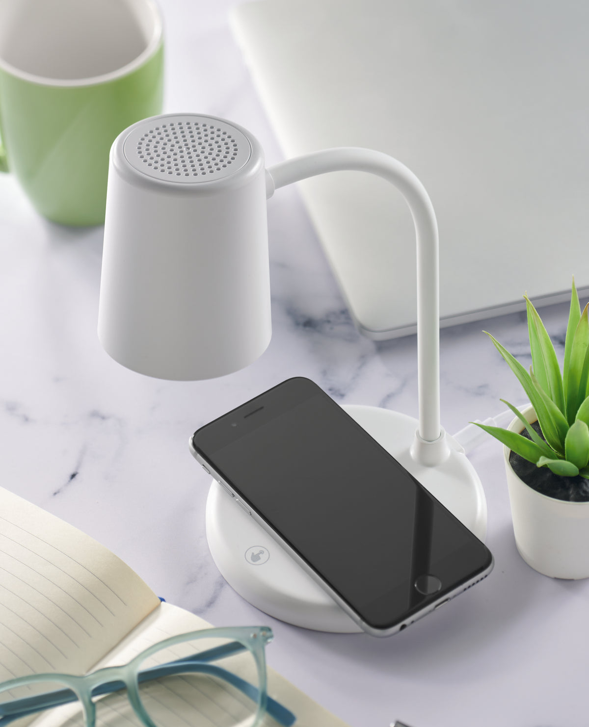 Încărcător wireless + boxă lampă