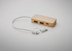 Hub USB cu 3 porturi din bambus