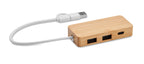 Hub USB cu 3 porturi din bambus