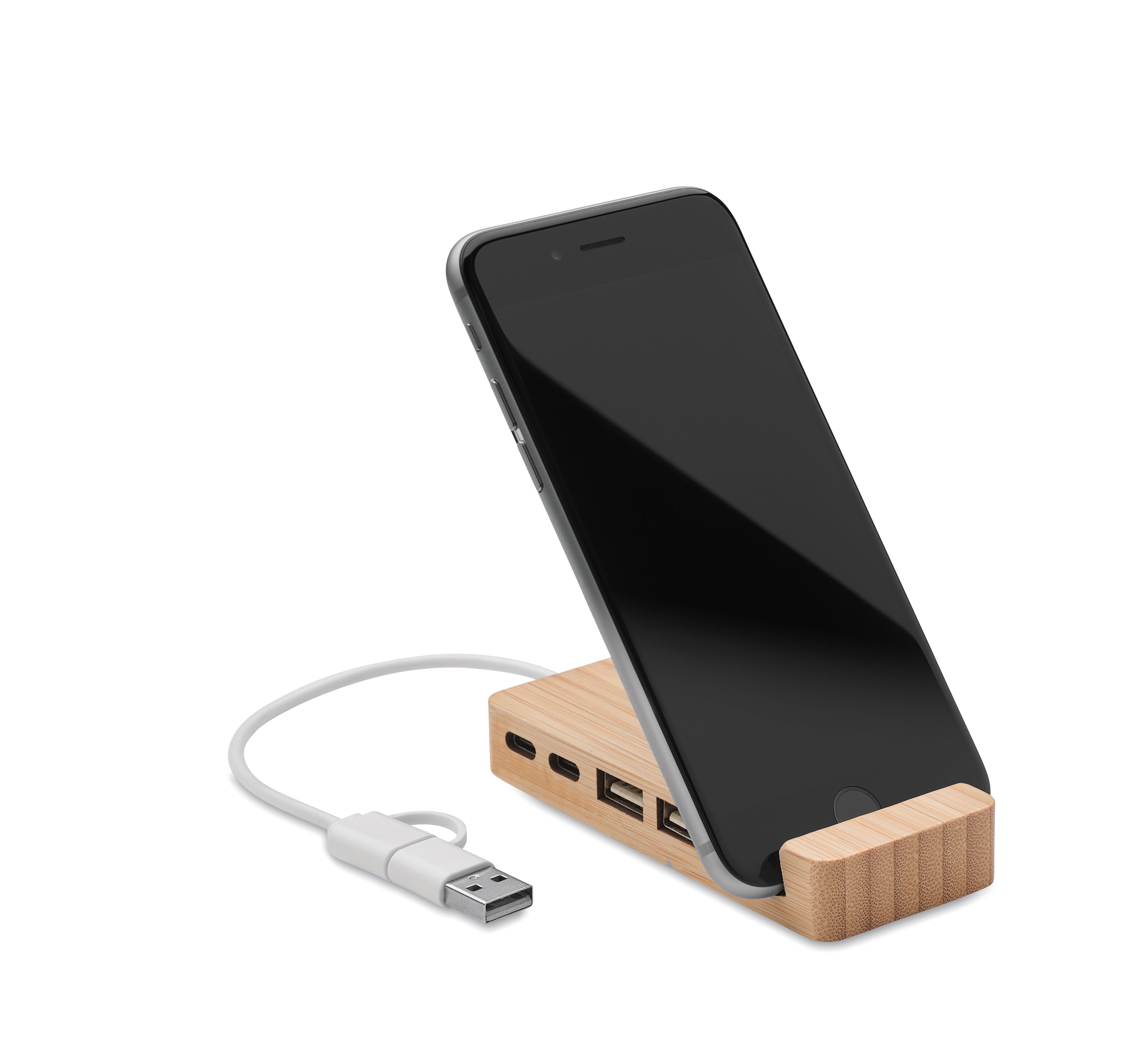 Hub USB din bambus cu 4 porturi