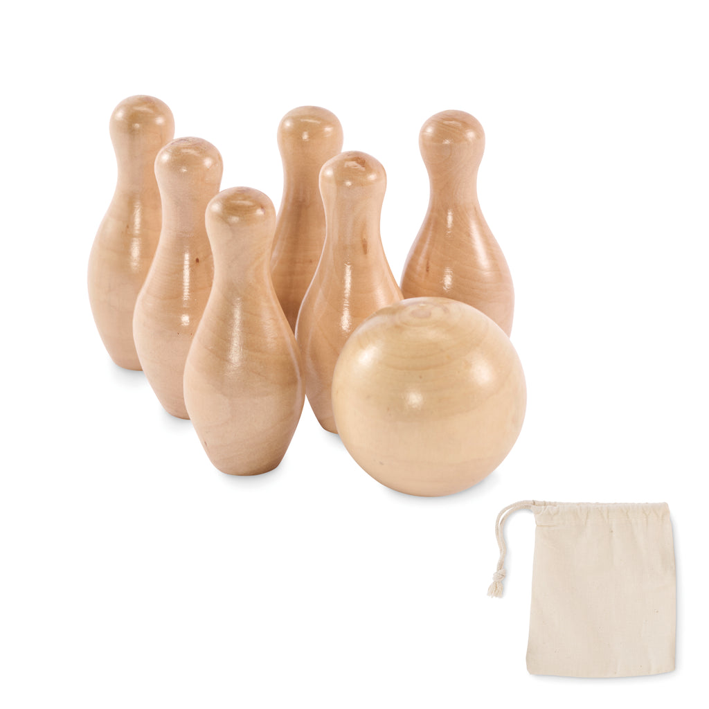 Mini set de bowling din lemn de