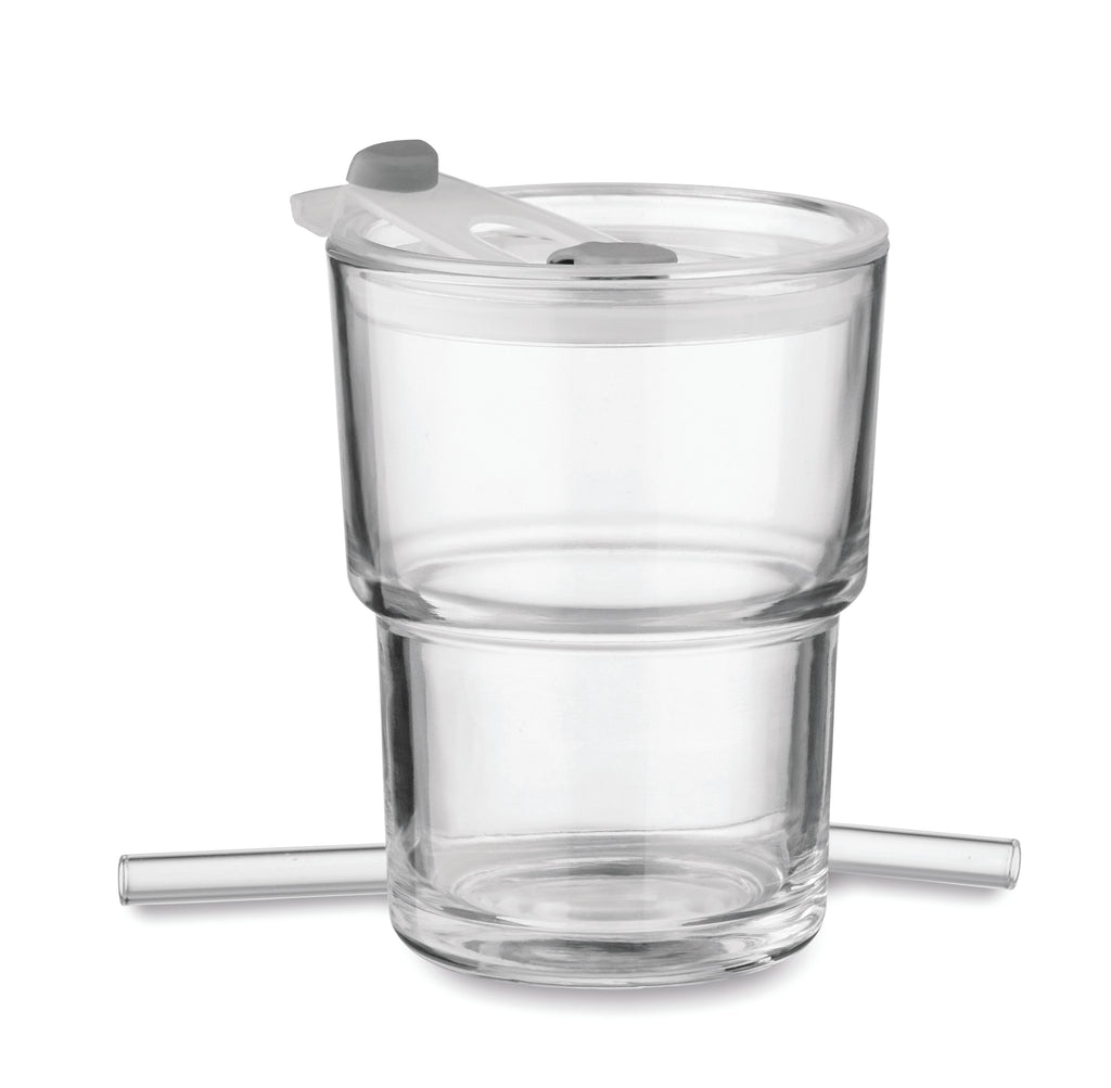 Pahar de sticlă cu pai 400ml
