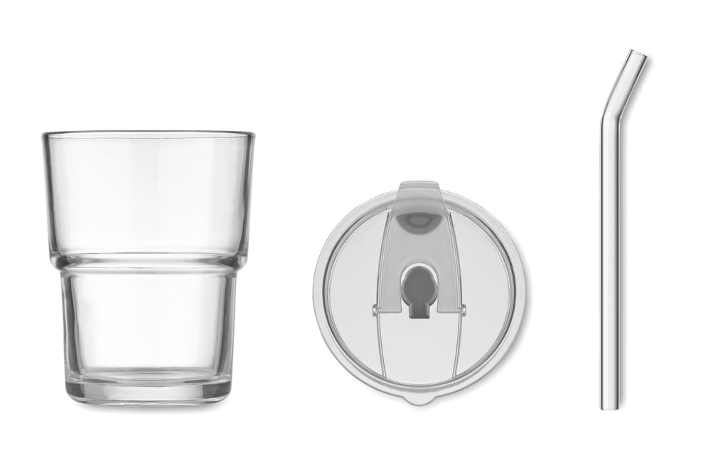 Pahar de sticlă cu pai 400ml