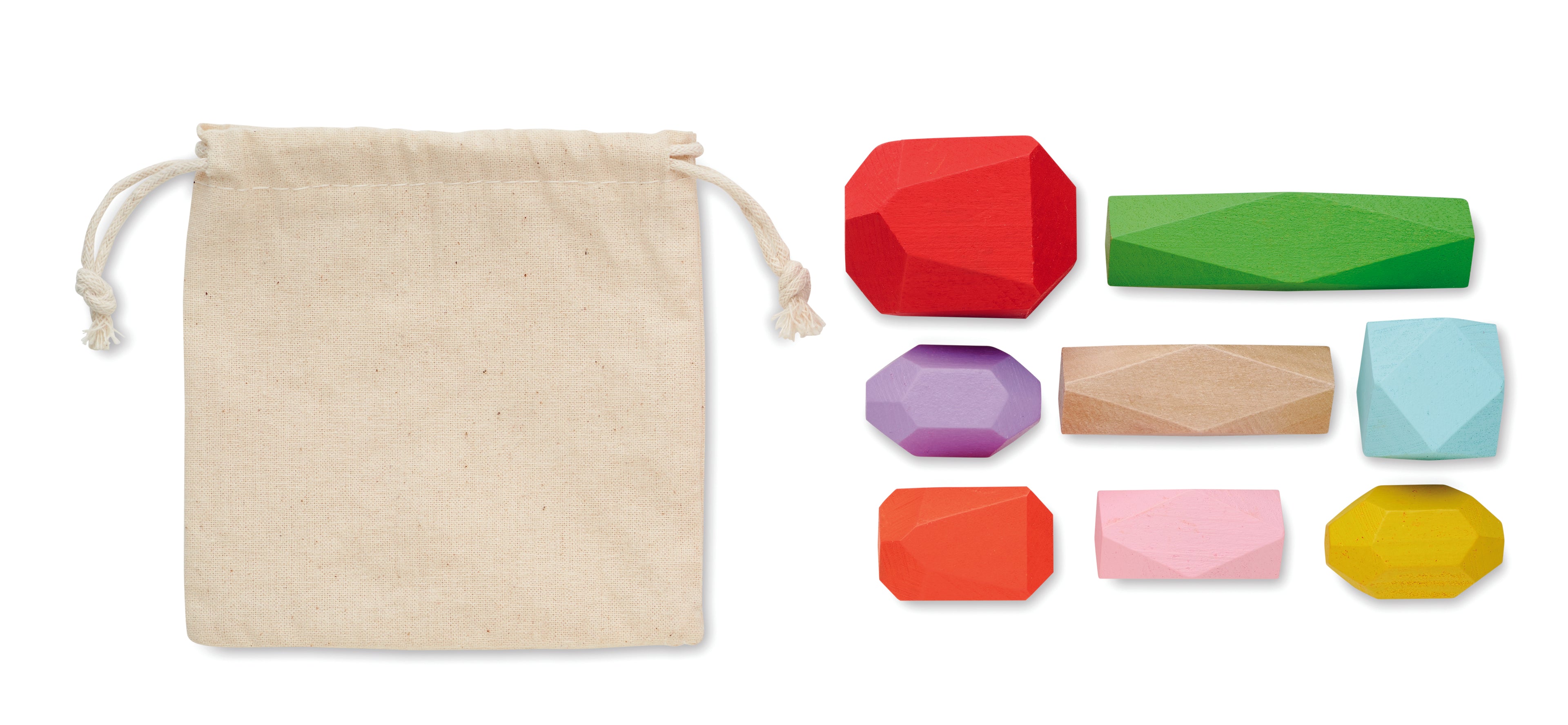 8 piese lemn stivuite,în pouch